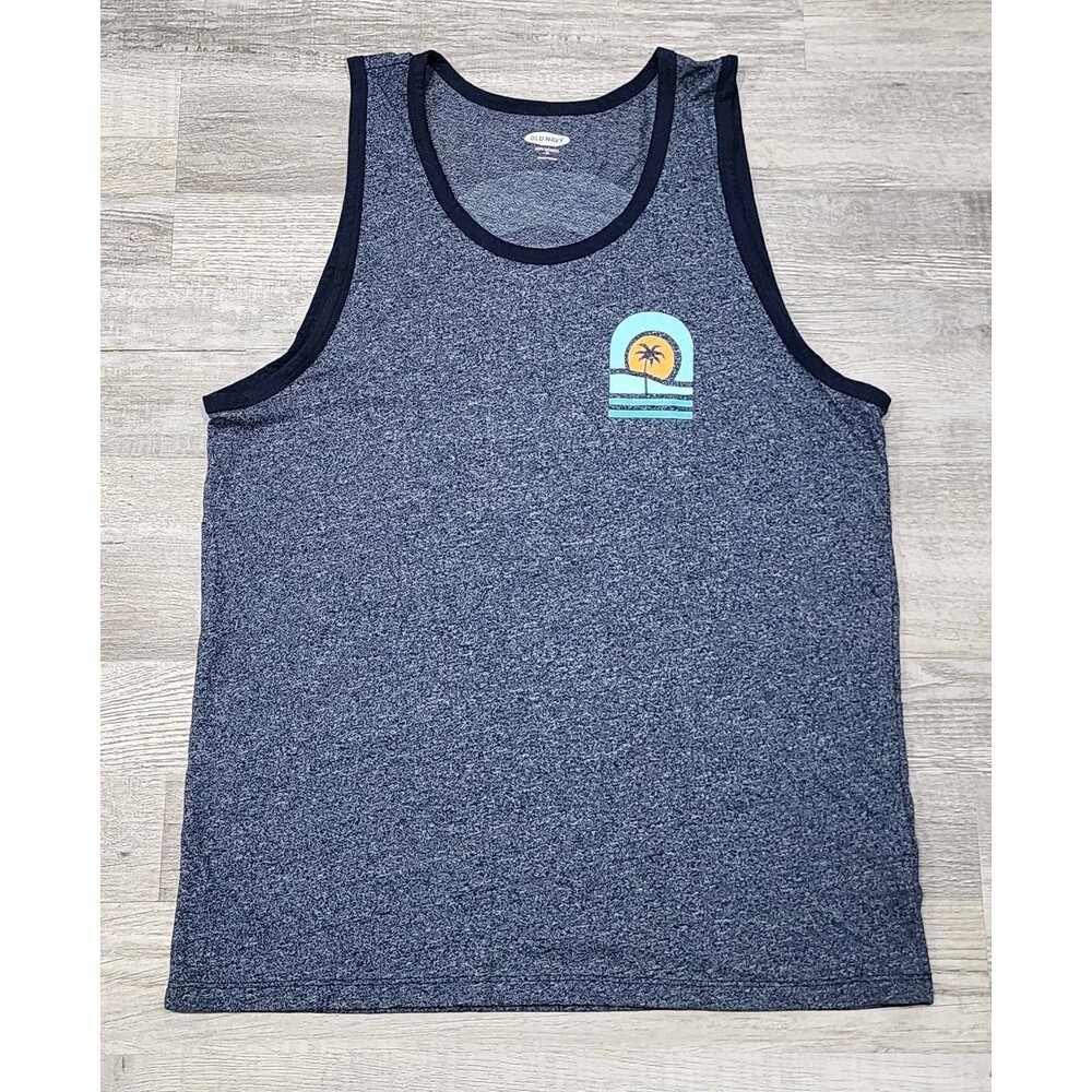 Old Navy Men's Graphic Tank Top Blue Soft Washed Sizes Medium